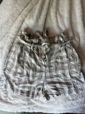 Light Brown gingham Paperbag Waist Shorts